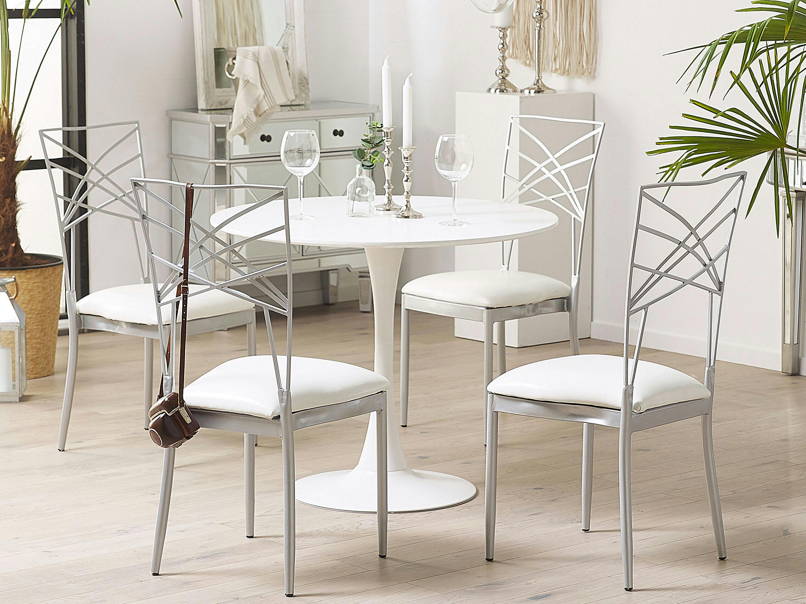 GIRARD - Lot de 2 chaises en métal argenté