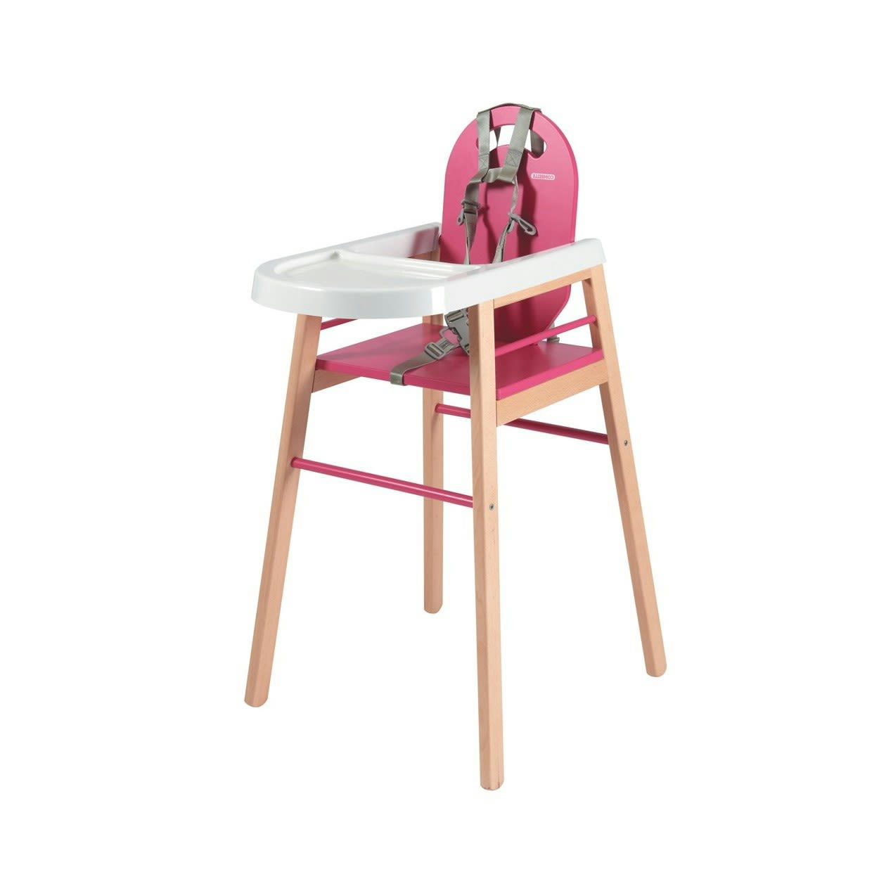 LILI - Chaise haute scandinave en bois massif bicolore fuchsia