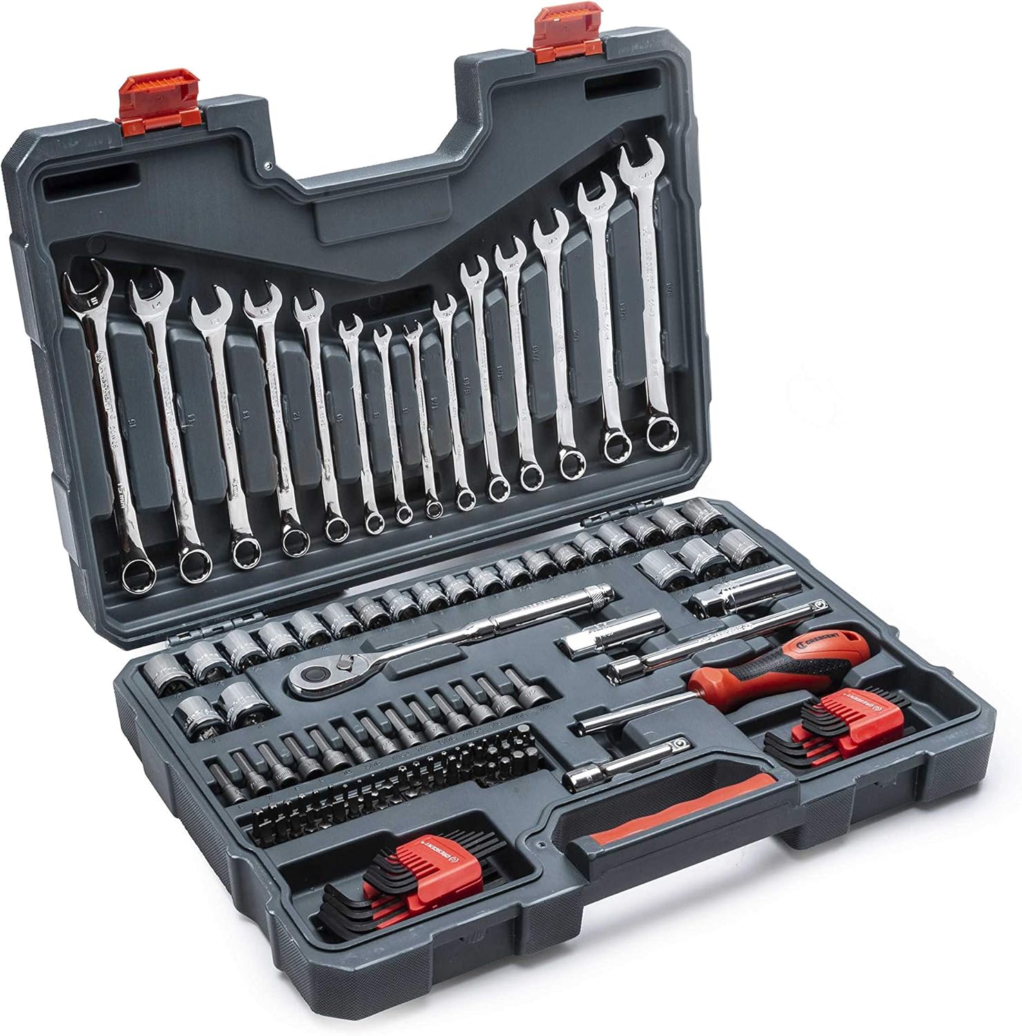 Crescent 128 Piece 3/8 Drive 12 Point Standard SAE/Metric Mechanics Tool Set - CTK128C
