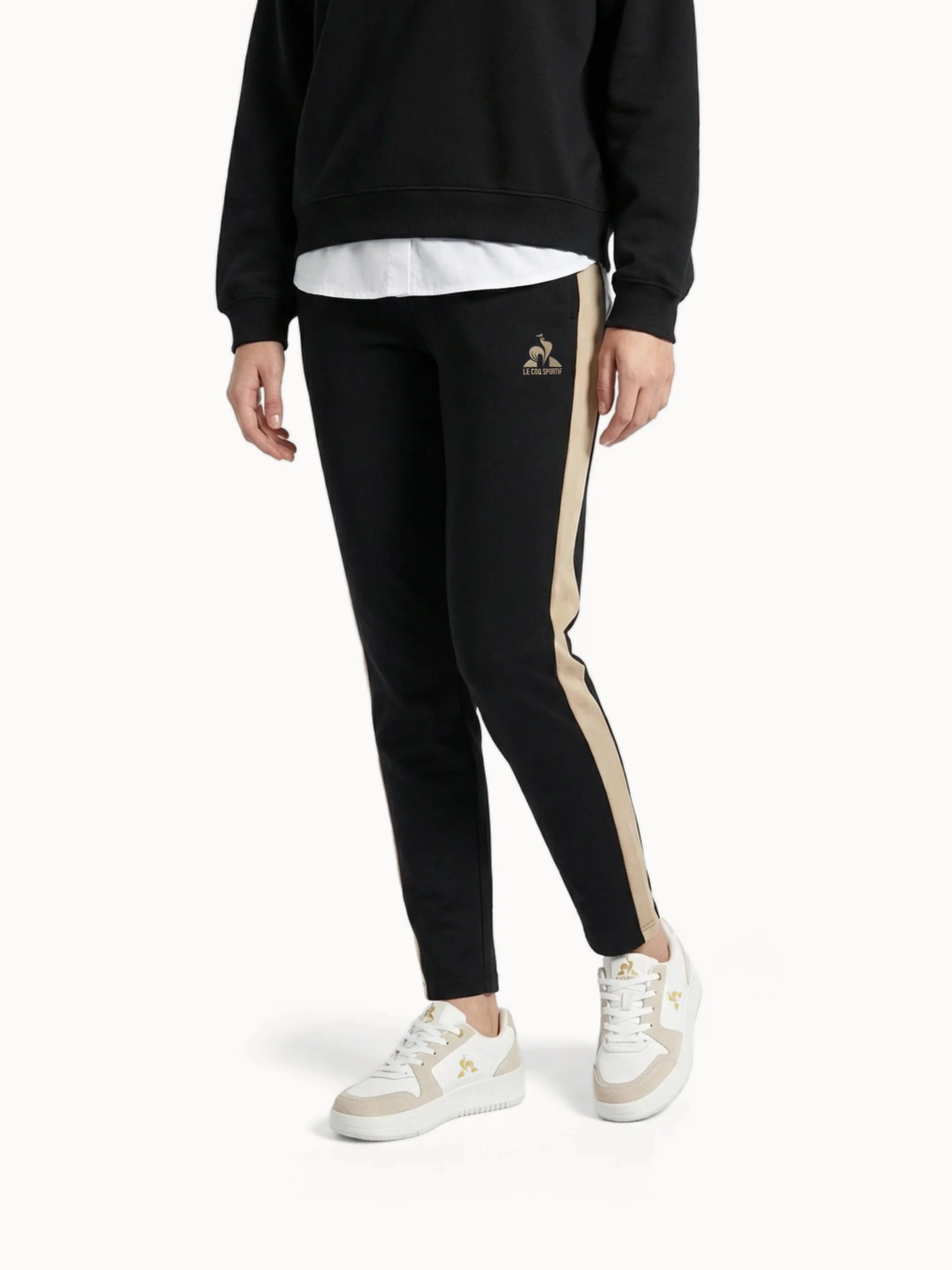 Pantalon double face avec bandes côtées contrastées