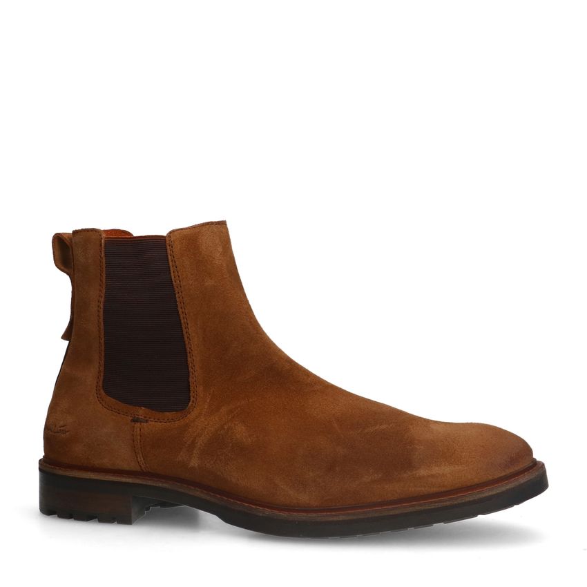 Van Lier Cognac suède chelsea boots