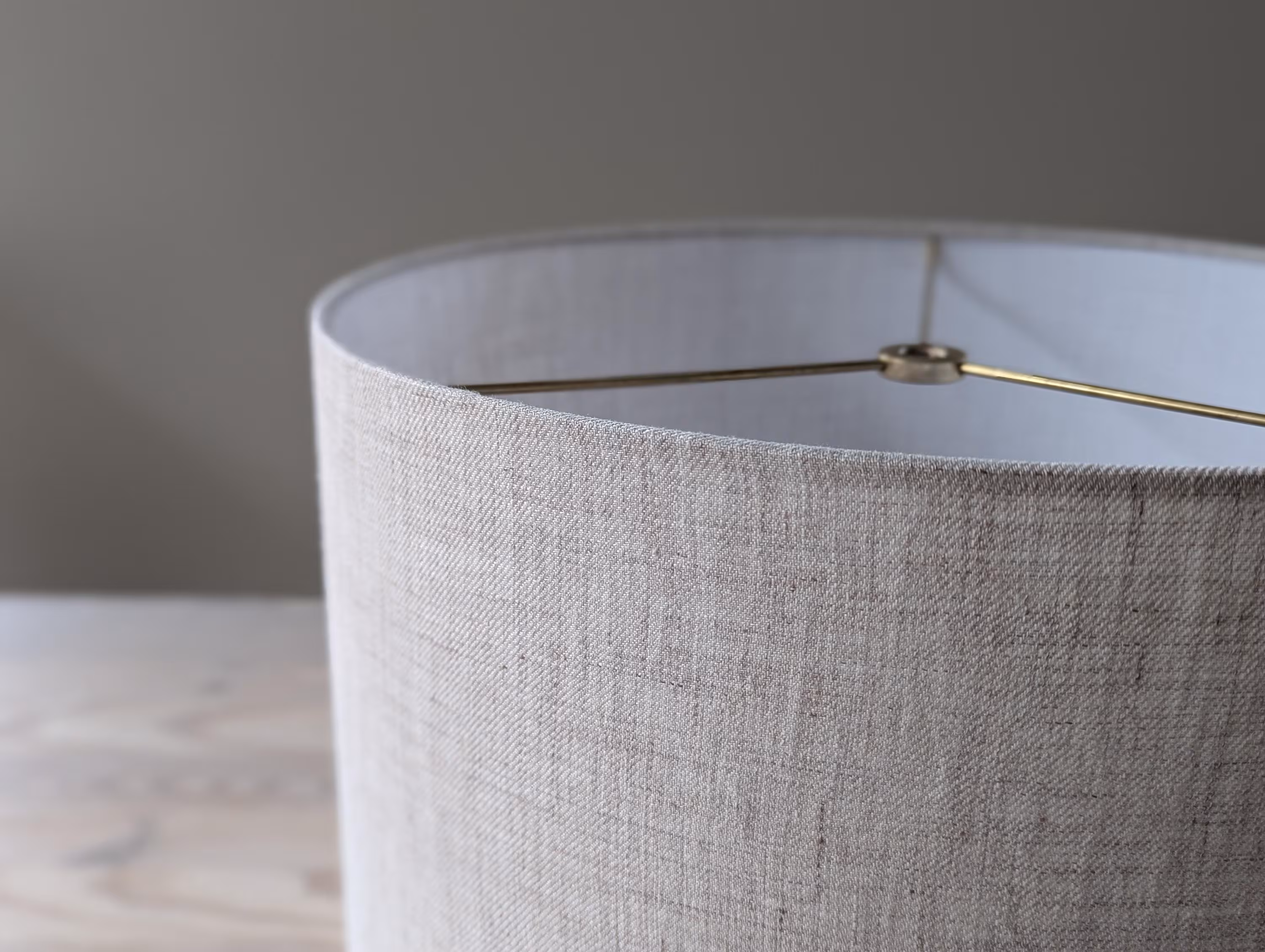 Stone Linen Lamp Shade: Custom Size Drum Shade with Spider Washer Hardware