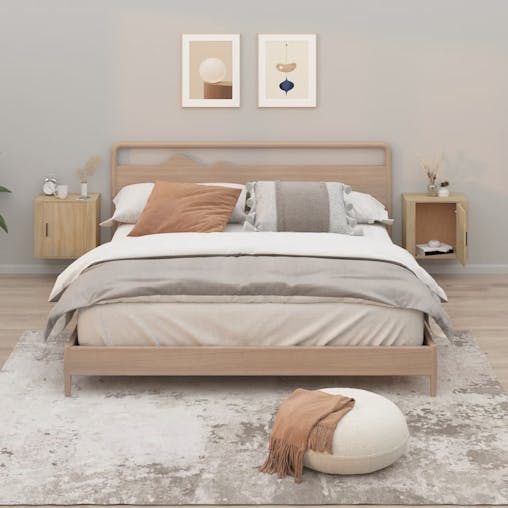 NNEVL Wall-mounted Bedside Cabinets 2 pcs Sonoma Oak 50x30x47 cm