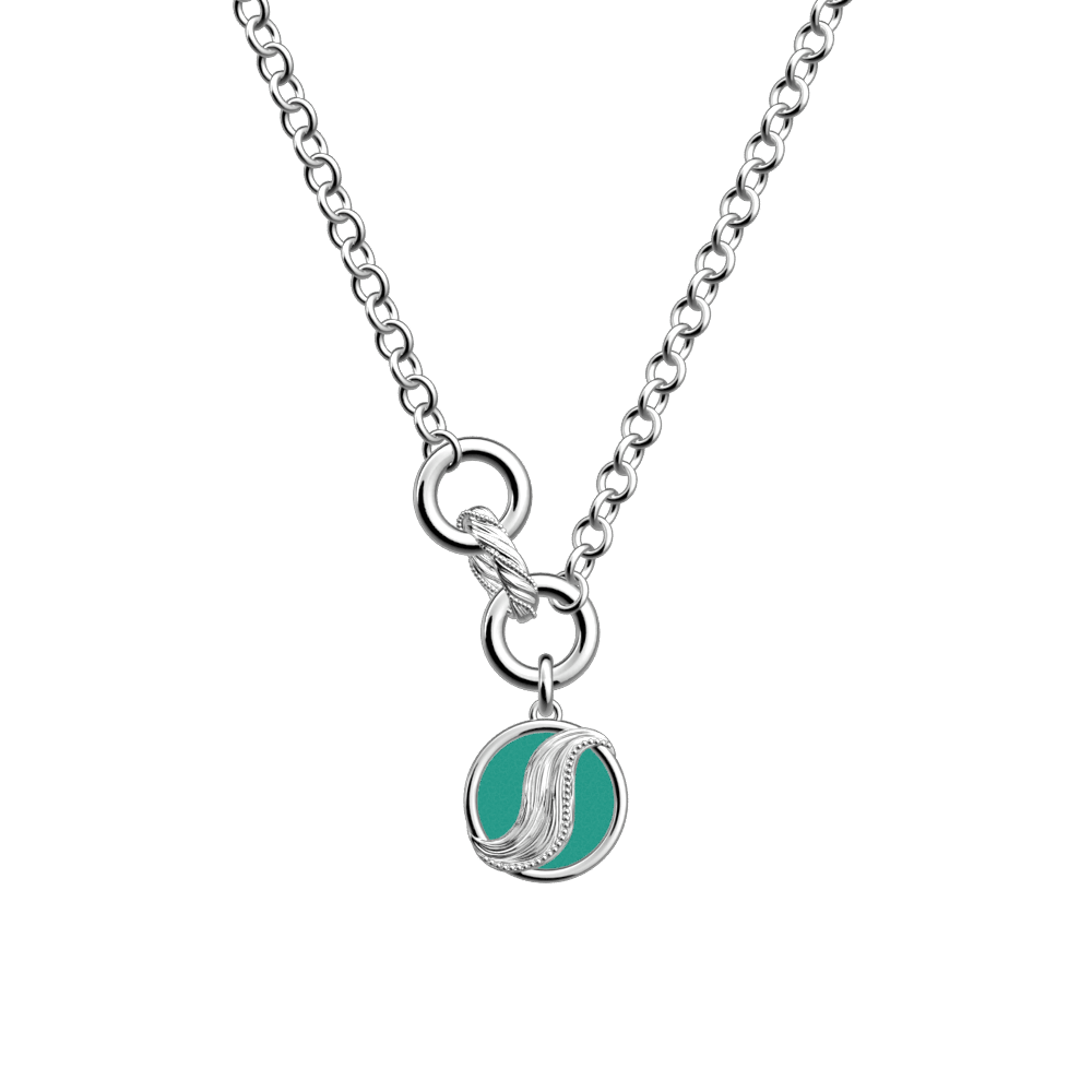 Collier Drapé, cuir réversible Aquatic / Aquamarine Métallisé