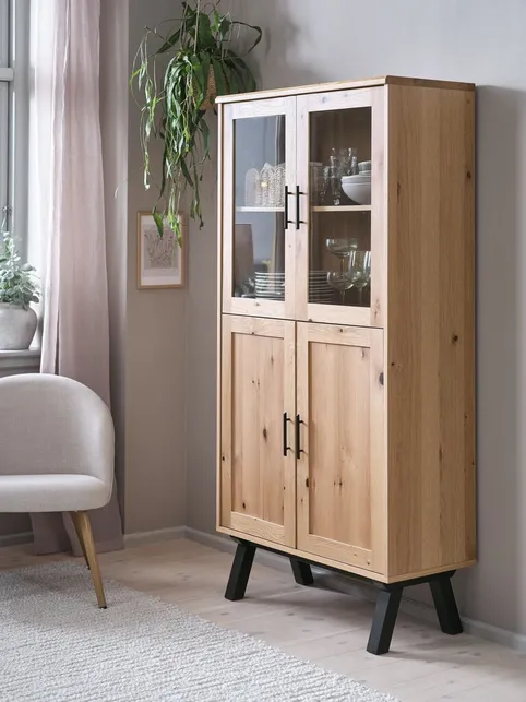 Vitrine SANDBY 2 låger natur eg/sort