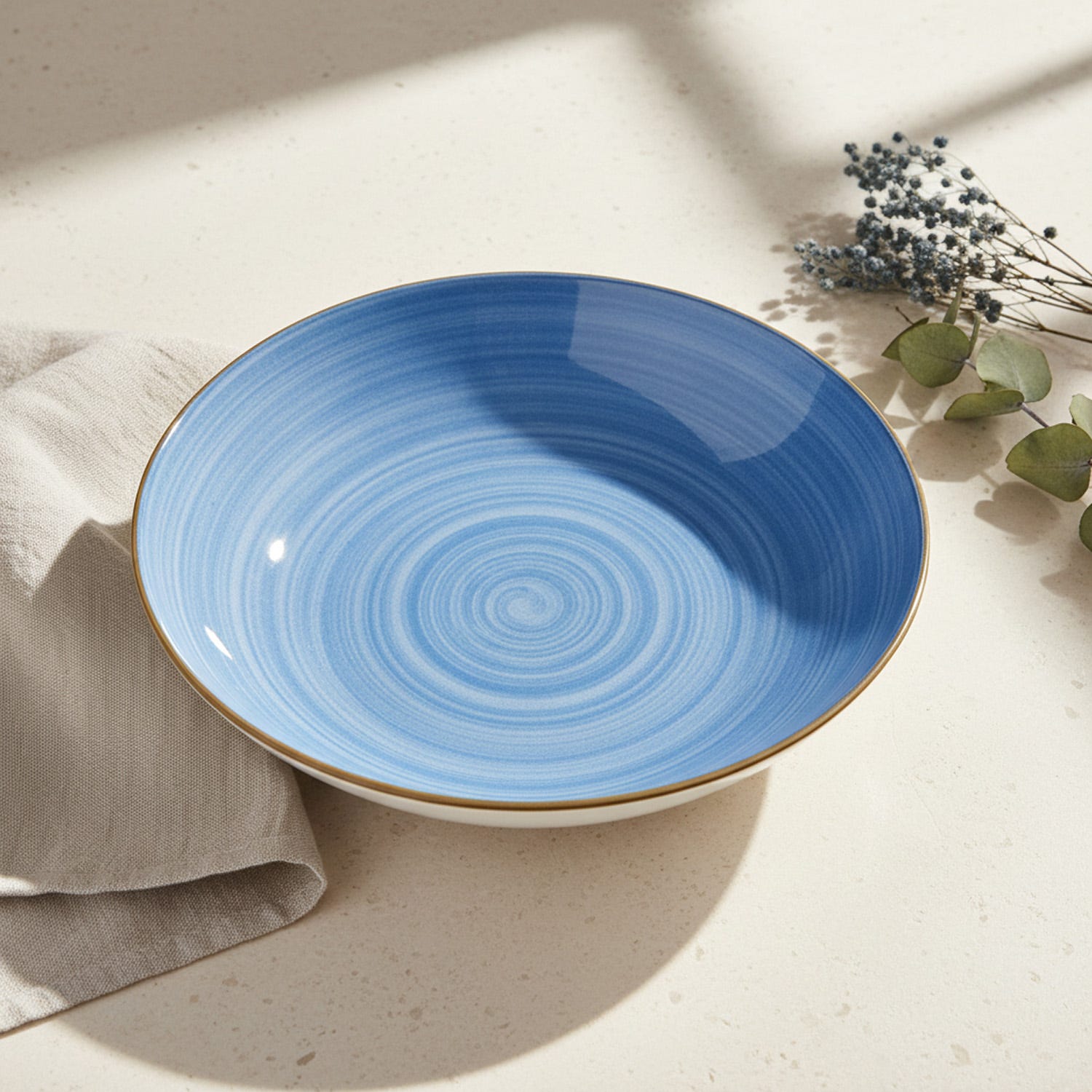 Piatto fondo porcellana blu 20,2 cm Petali