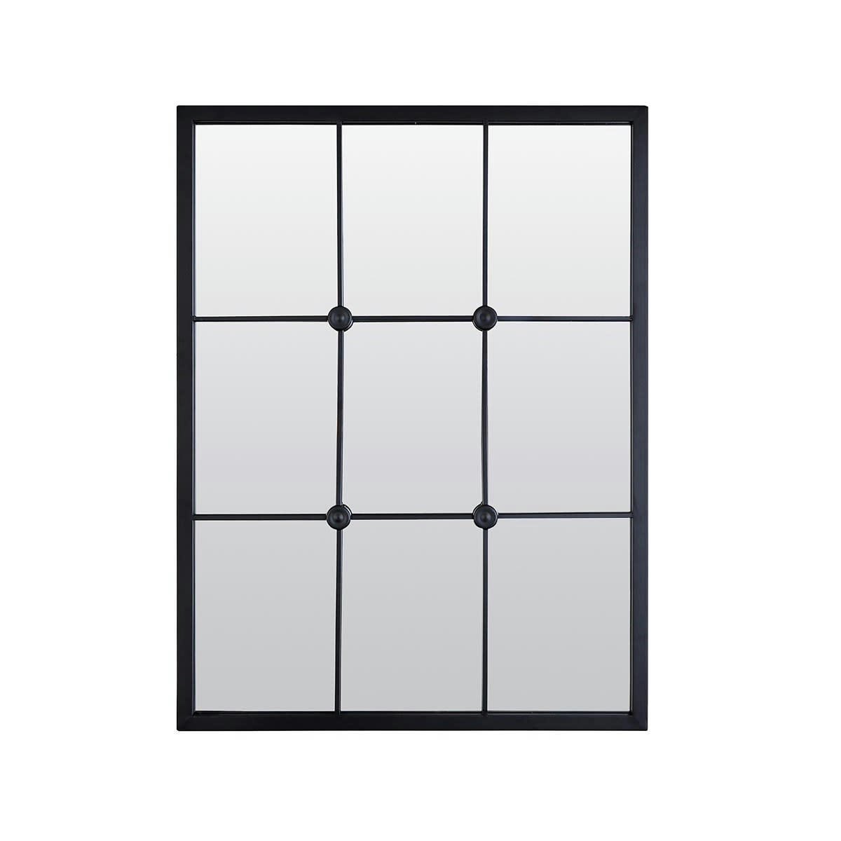 MIROIR INDUSTRIEL AVEC CABOCHONS - Miroir industriel noir avec cabochons 80x60cm