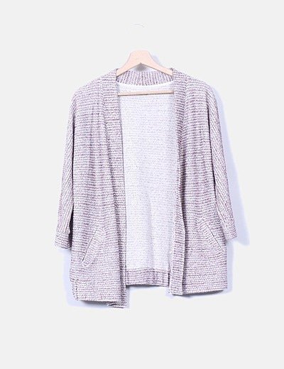 Camaïeu Marbled red cardigan with silver