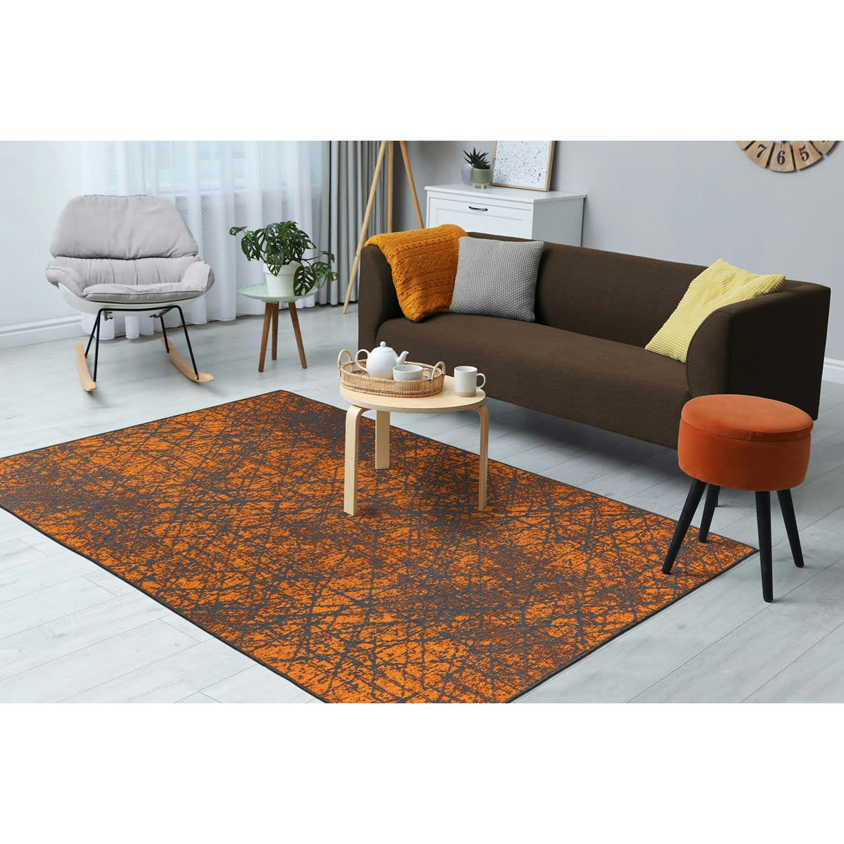 KALEV - Tapis de salon en polyester orange 80x160 cm