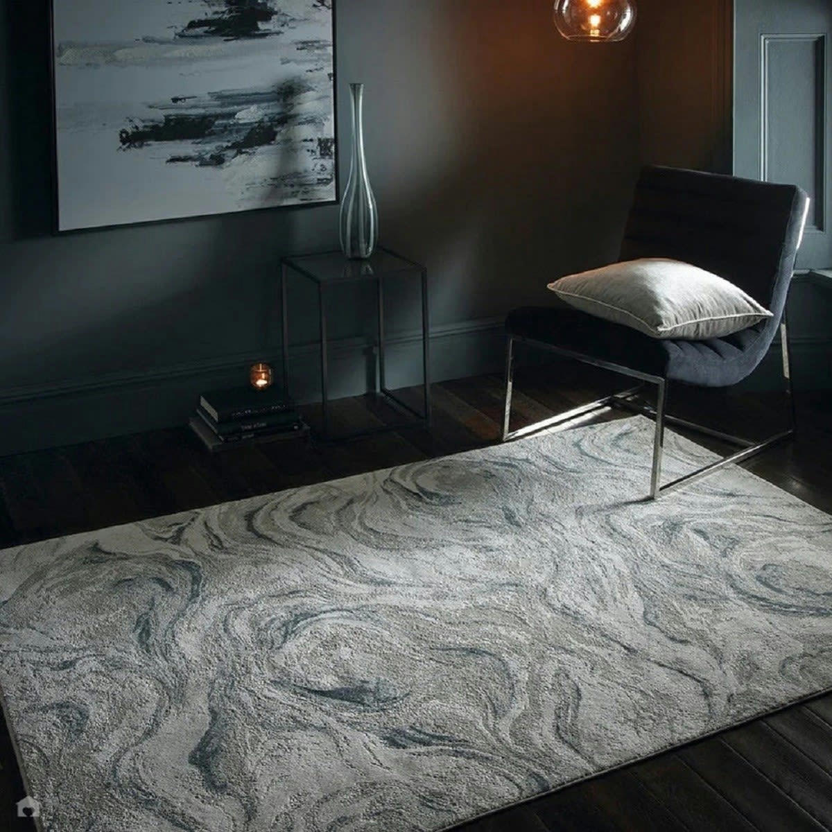 VICOLA - Tapis de salon en viscose gris 200x290 cm