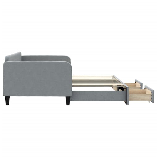 NNEVL Daybed with Trundle and Drawers Light Grey 90x190 cm Fabric