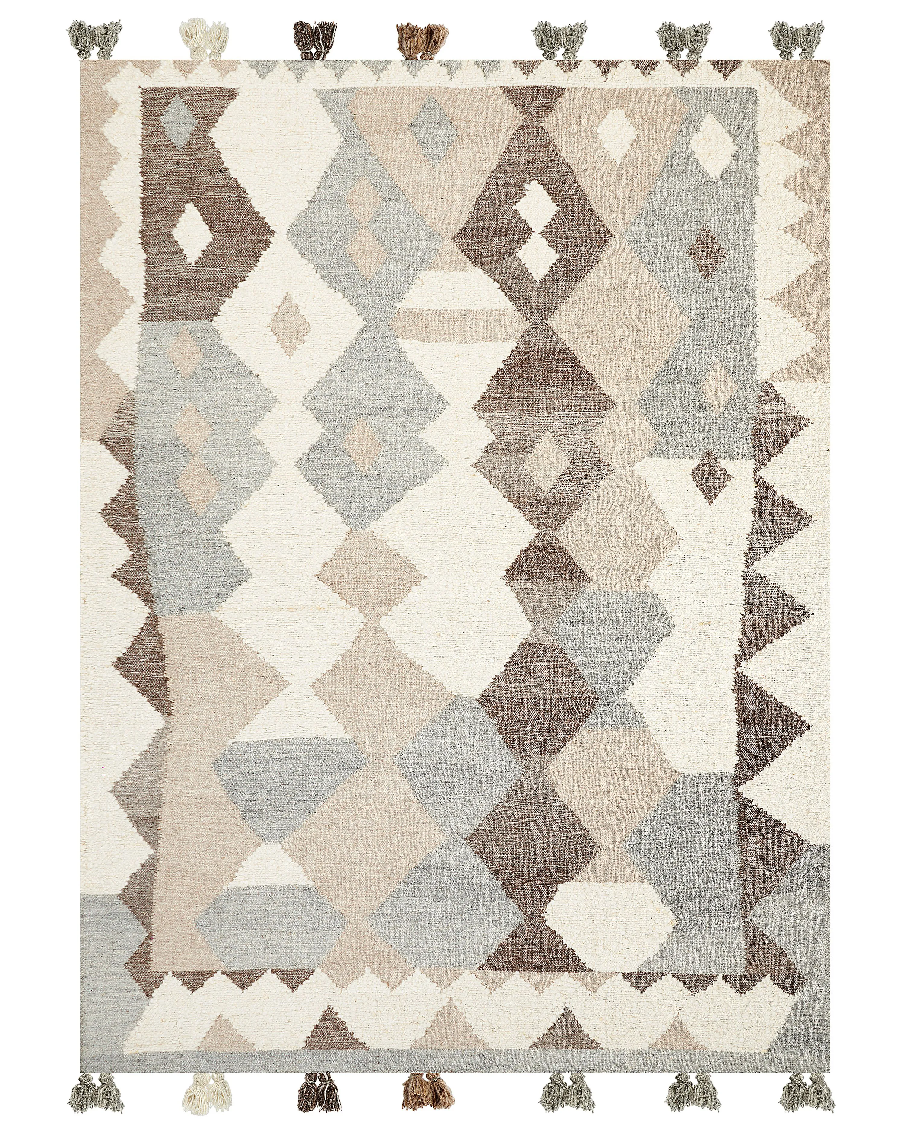 Rug ARALEZ Beige 160 x 230 cm Wool Kilim