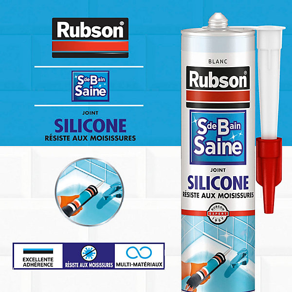 Mastic Rubson Sanitaire Salle de bains Saine Mastic blanc cartouche 280ml vendu par 2