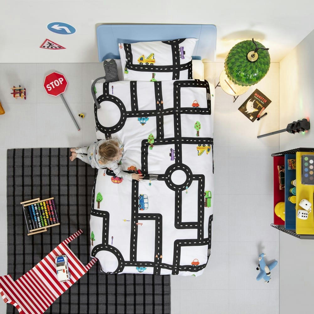 - Parure de lit Circuit - 1 personne 140x200 cm blanc