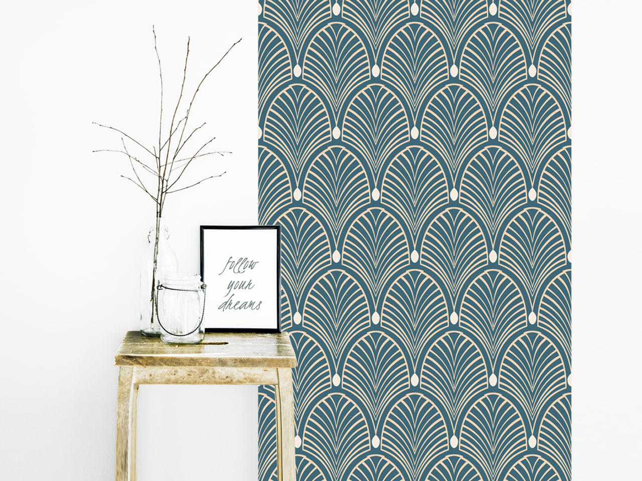 - Papier peint adhésif Gatsby bleu orage 80cmx2m50