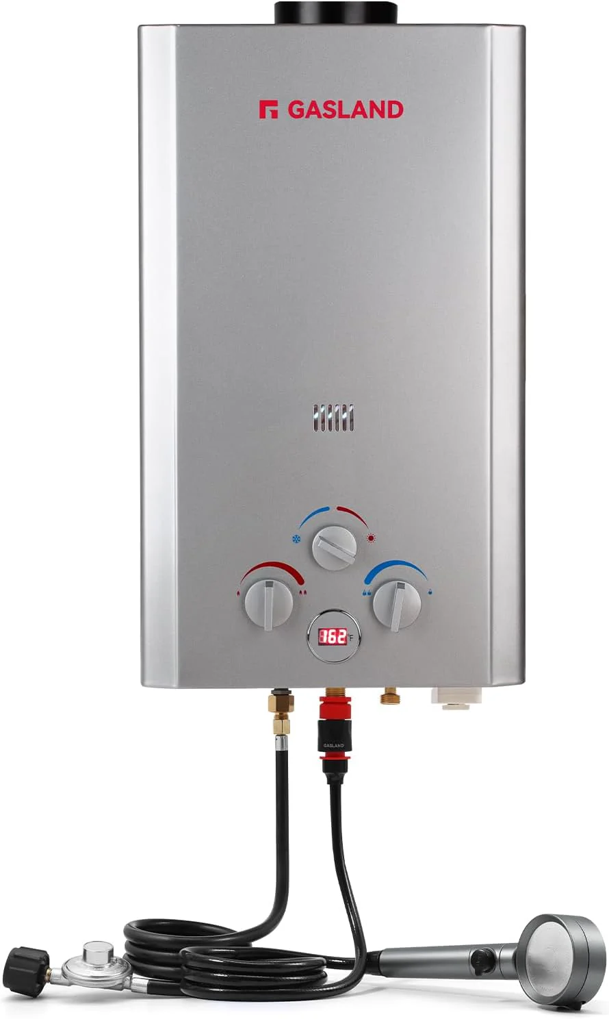 Portable Tankless Water Heater, Outdoors 6L 1.58GPM Propane Water Heater for RV Camping, Overheating Protection(2.64 GPM/10L/Silver)