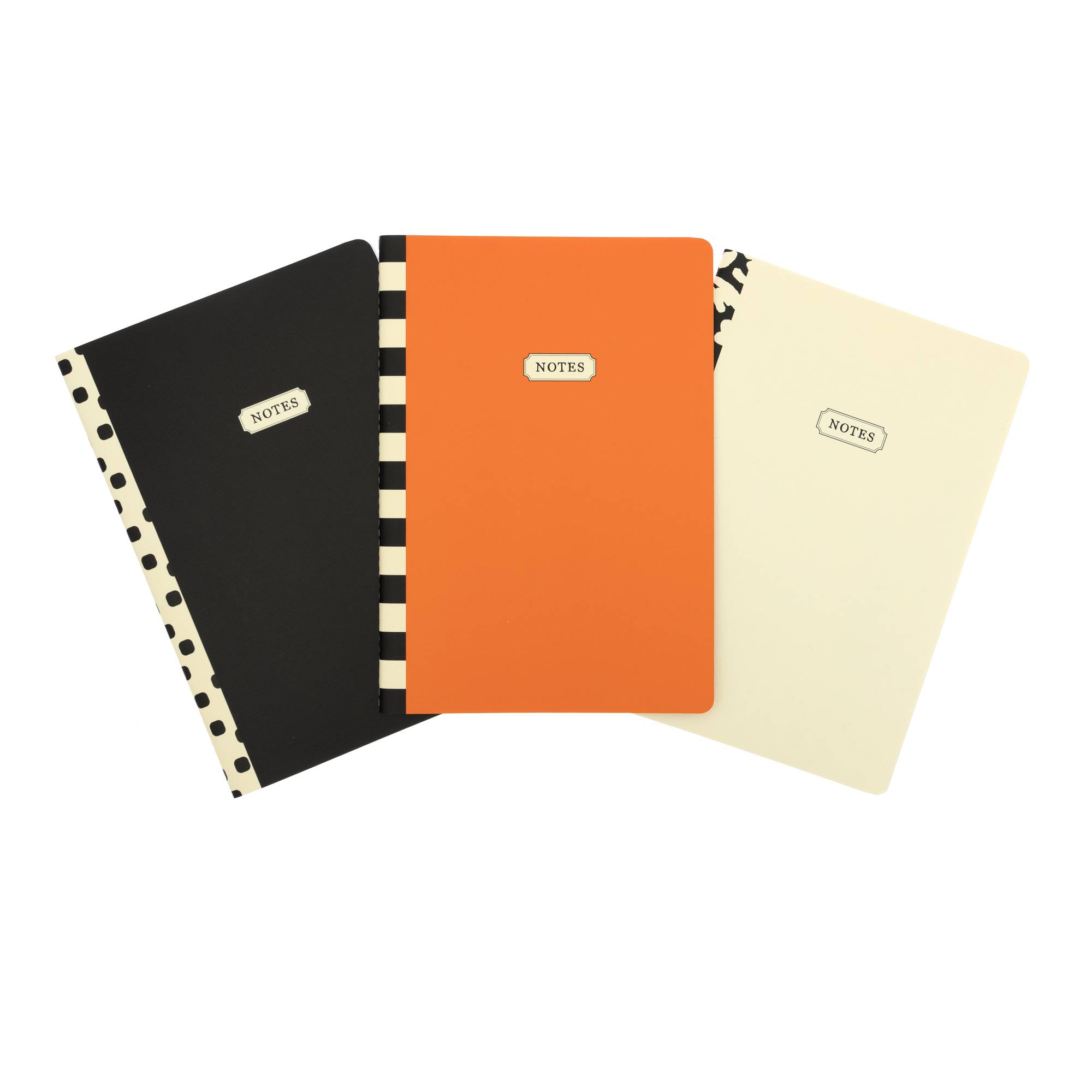 Black, White and Orange Notebook Set A5 3 Pack