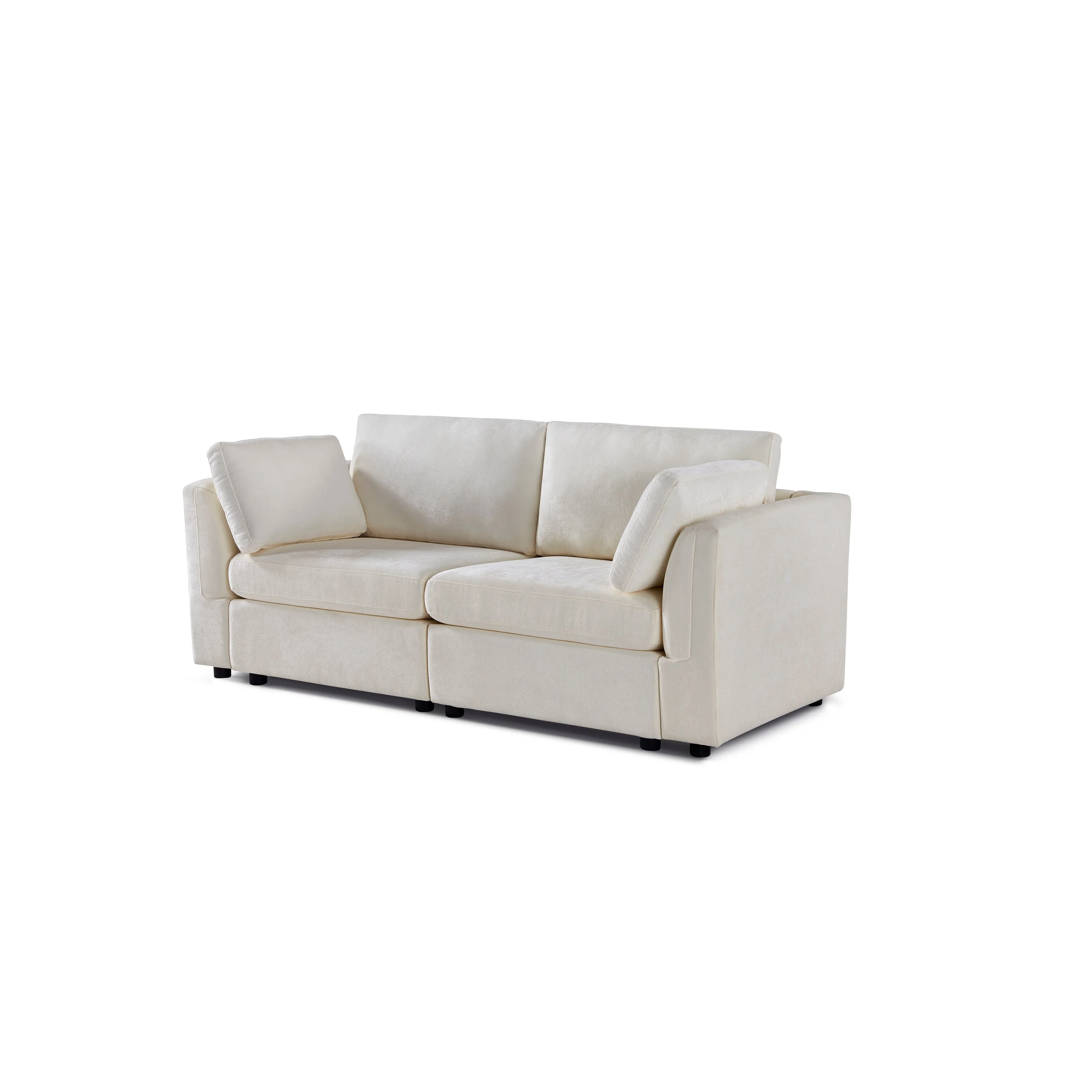 Modern 3 Piece Modular Sofa Set with Chenille Upholstery and Detachable Ottoman for Living Room and Guest Room