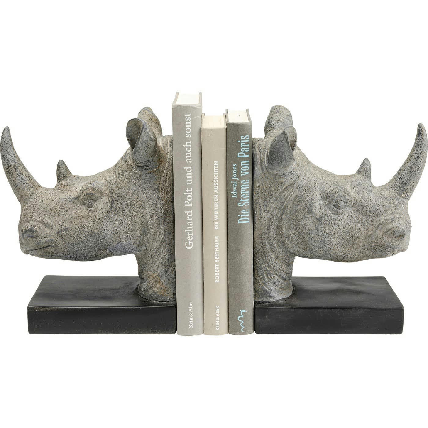 - Serre-livres rhinocéros en polyrésine grise