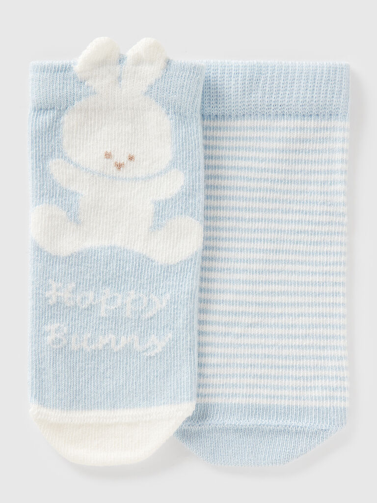 Set of socks with stripes and bunny