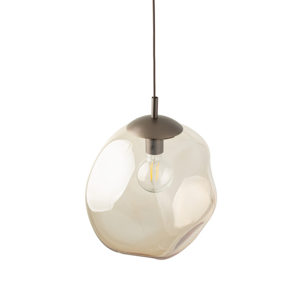 Brązowa Lampa Wisząca Tk Lighting Lava L Koniakowy Nieregularny Klosz 1Xe27