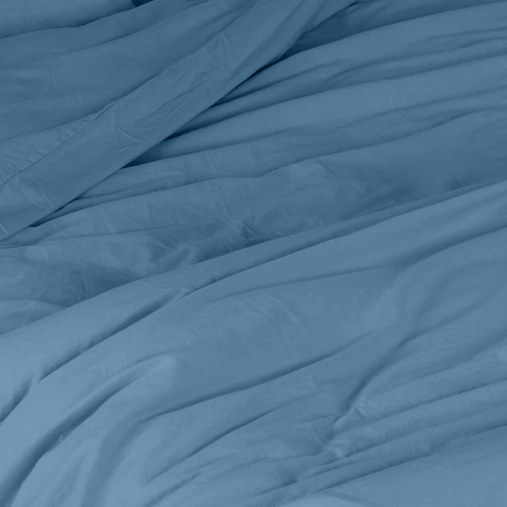 - Taie d'oreiller en coton lavé bleu 65x65 cm