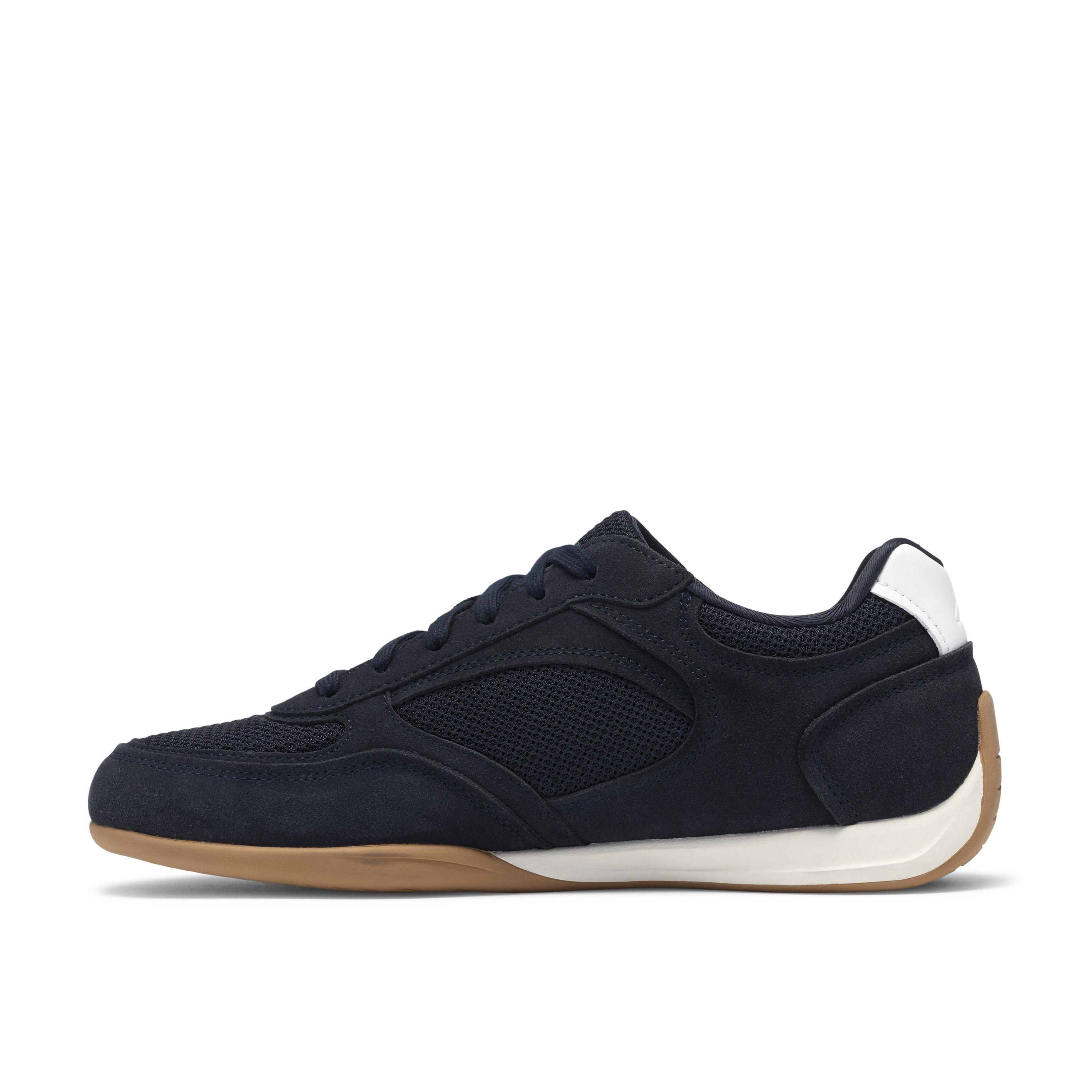 Clarks Upton Lace Navy Suede Trainers,Lace Up