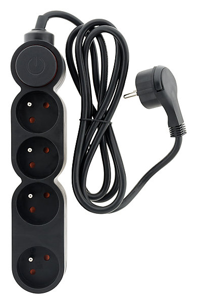 Bloc Home 4 prises 16A 2P T câble 1,5m - Noir - Zenitech