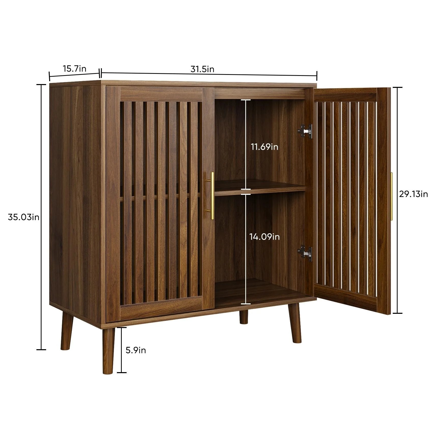Sideboard Buffet Cabinet with Storage, Farmhouse Buffet Cabinet with Louvered Doors, Wood Coffee Bar Storage Cabinet