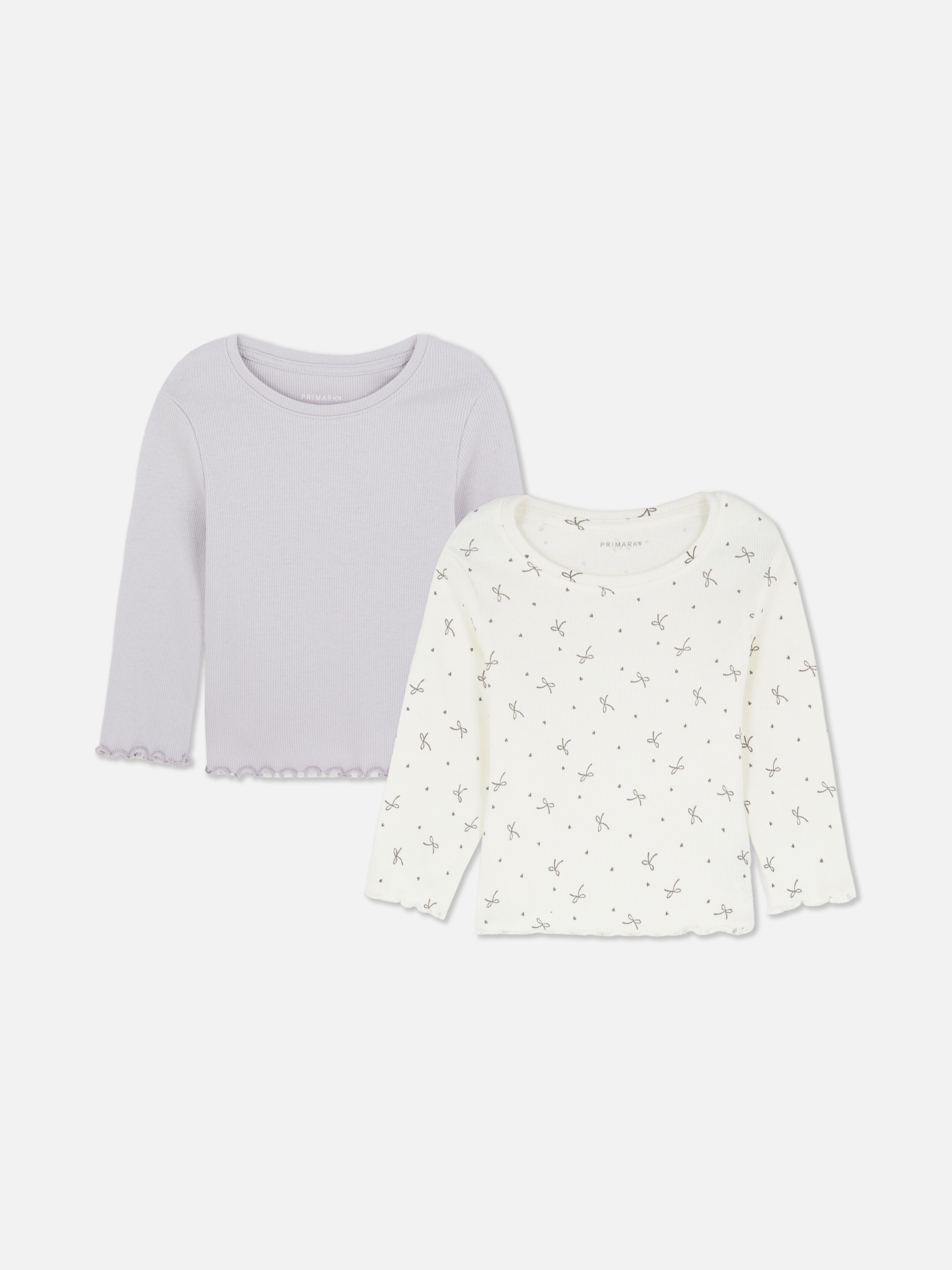 0-36mths | 2pk Ribbed Lettuce Trim T-Shirts