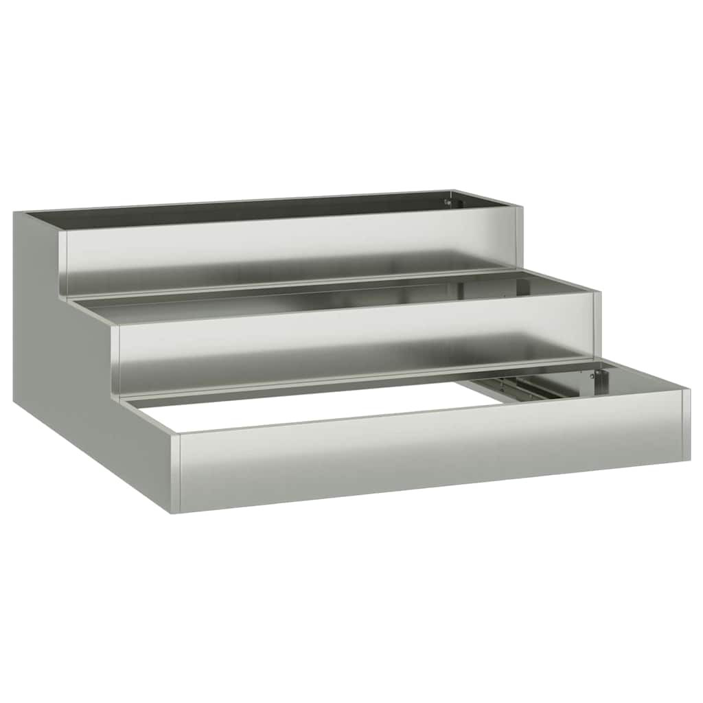 Donica Ogrodowa Doniczka Stalowa Srebrna 90 x 90 x 35 cm