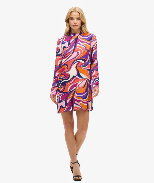 Long Sleeve Printed Mini Dress