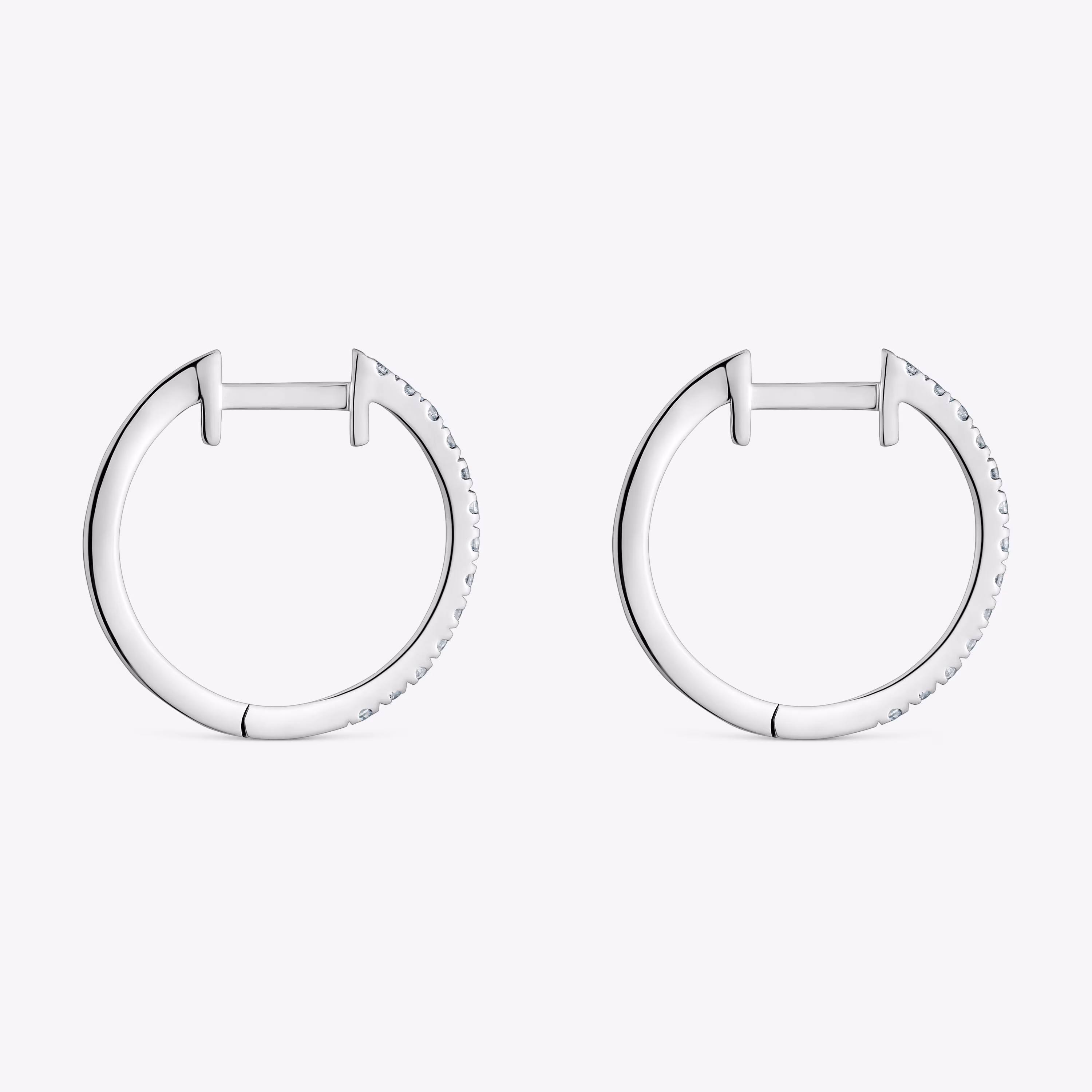 Pendientes aro cortos de oro blanco con diamantes 14 mm Les Classiques