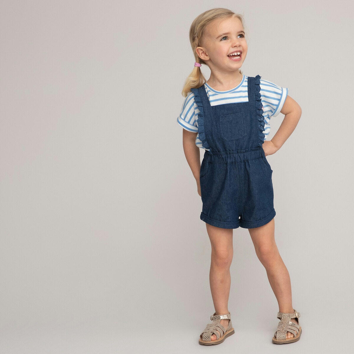 Salopette courte en denim light