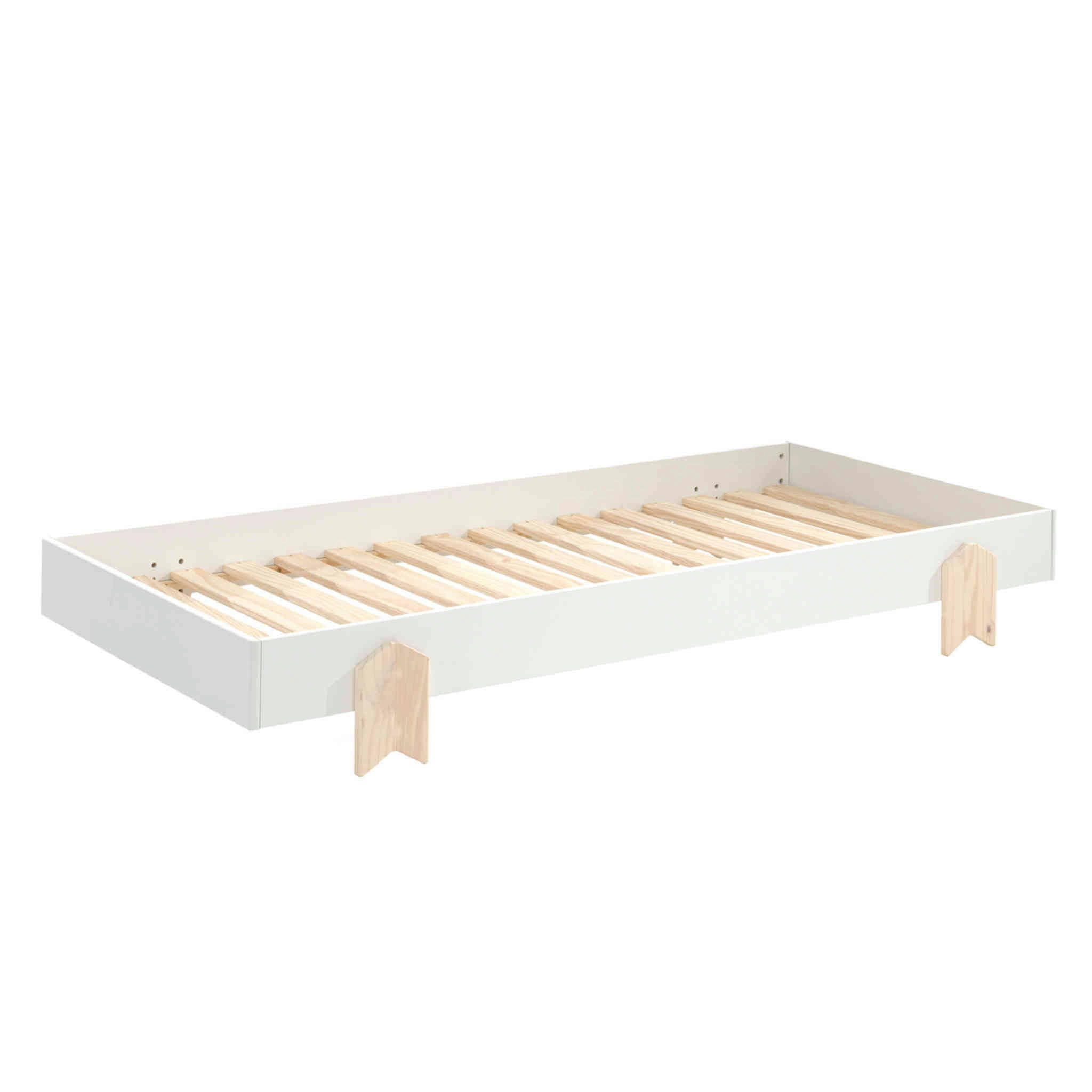 - Lit enfant en bois avec pieds flèche 90x200 blanc