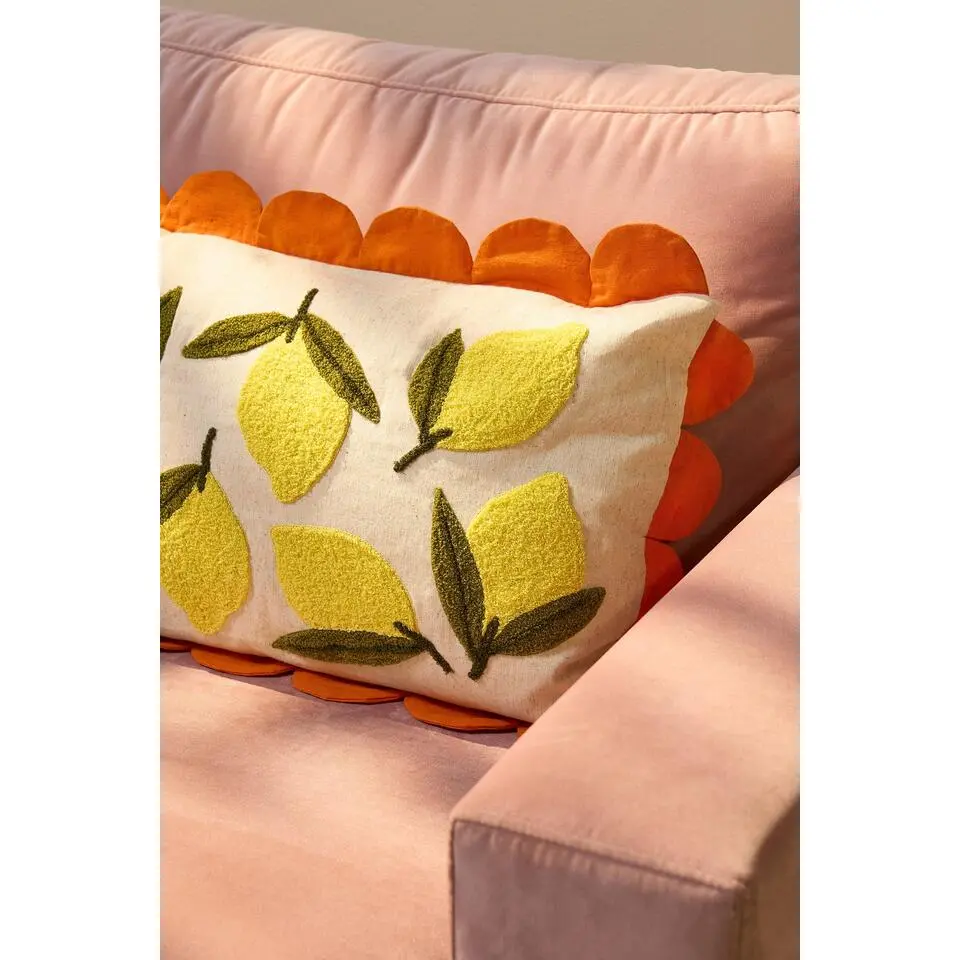 Mica Decorations Sierkussen Citroen Off White - 65 x 45 cm