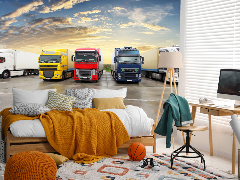 Fototapeta Ciężarówki na parkingu 100x70cm