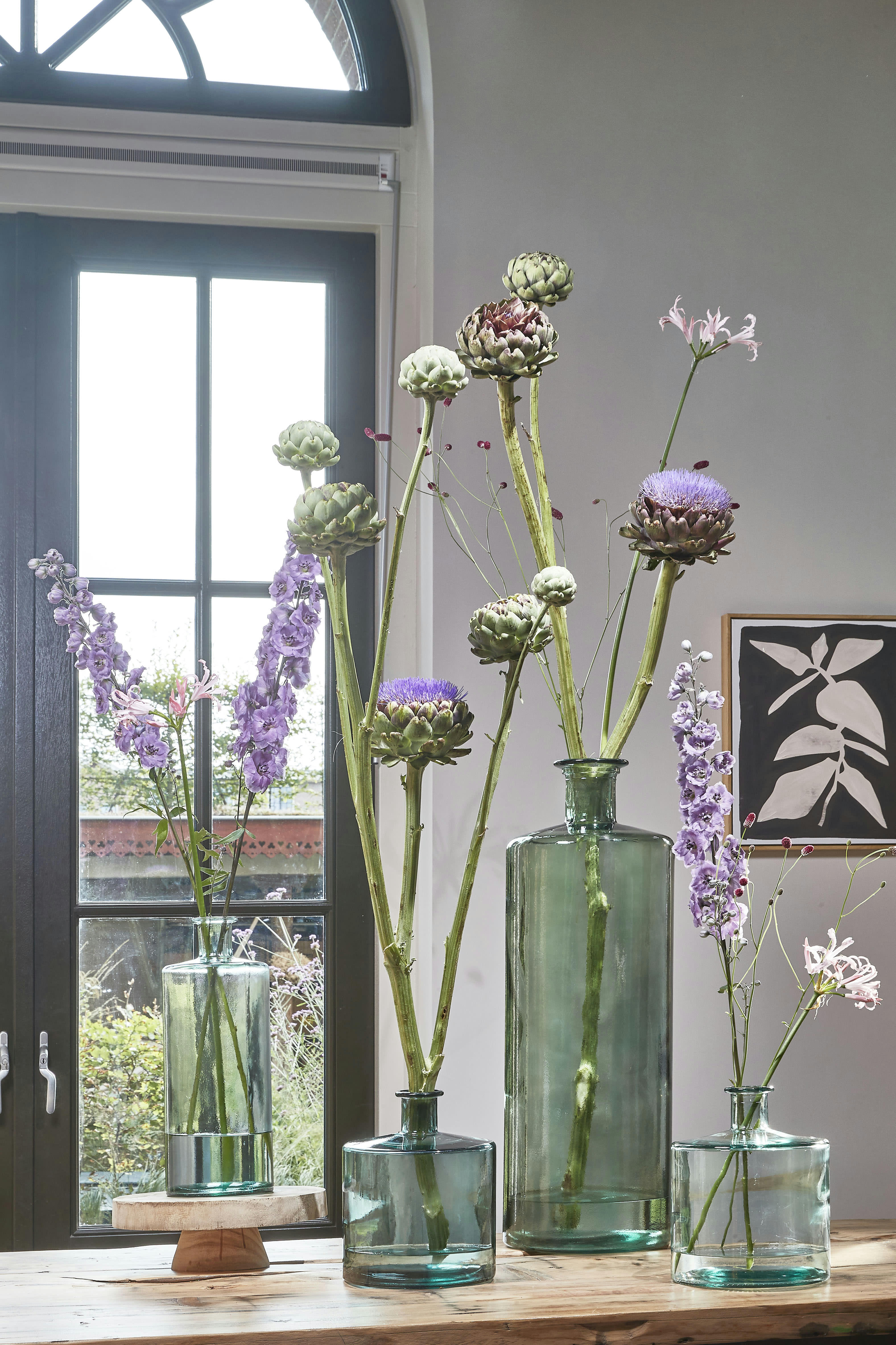 GUAN - Vase bouteille en verre recyclé vert H75