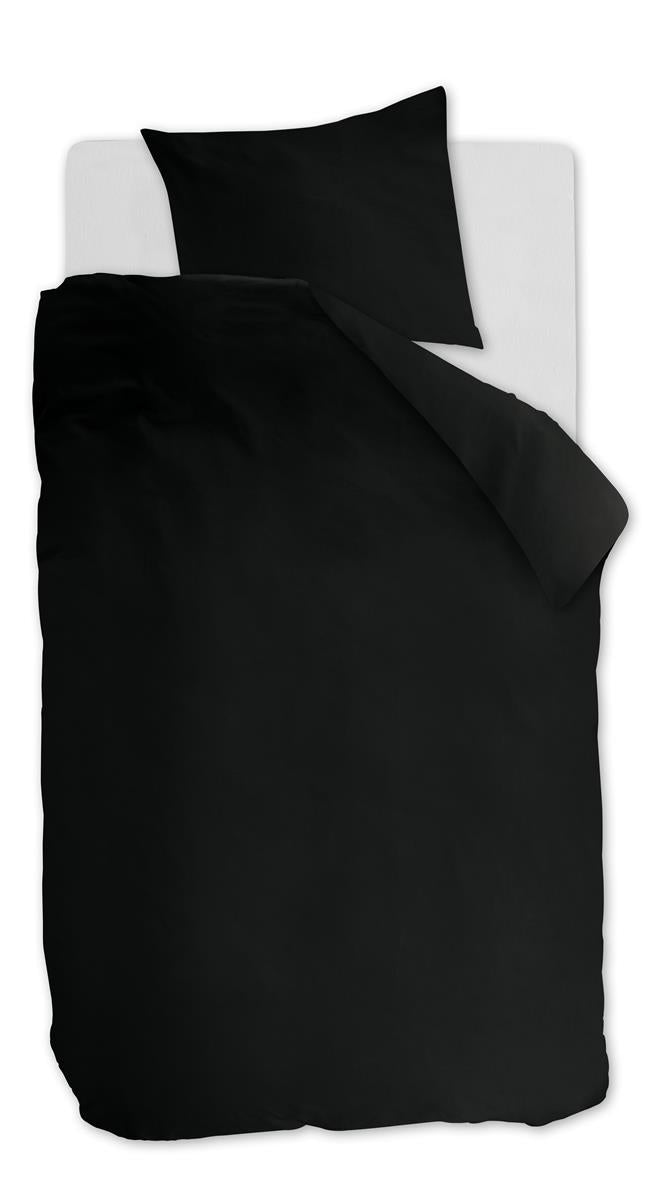 Ambiante Cotton Uni dekbedovertrek - Effen - Eenpersoons - 140x200/220 - Zwart