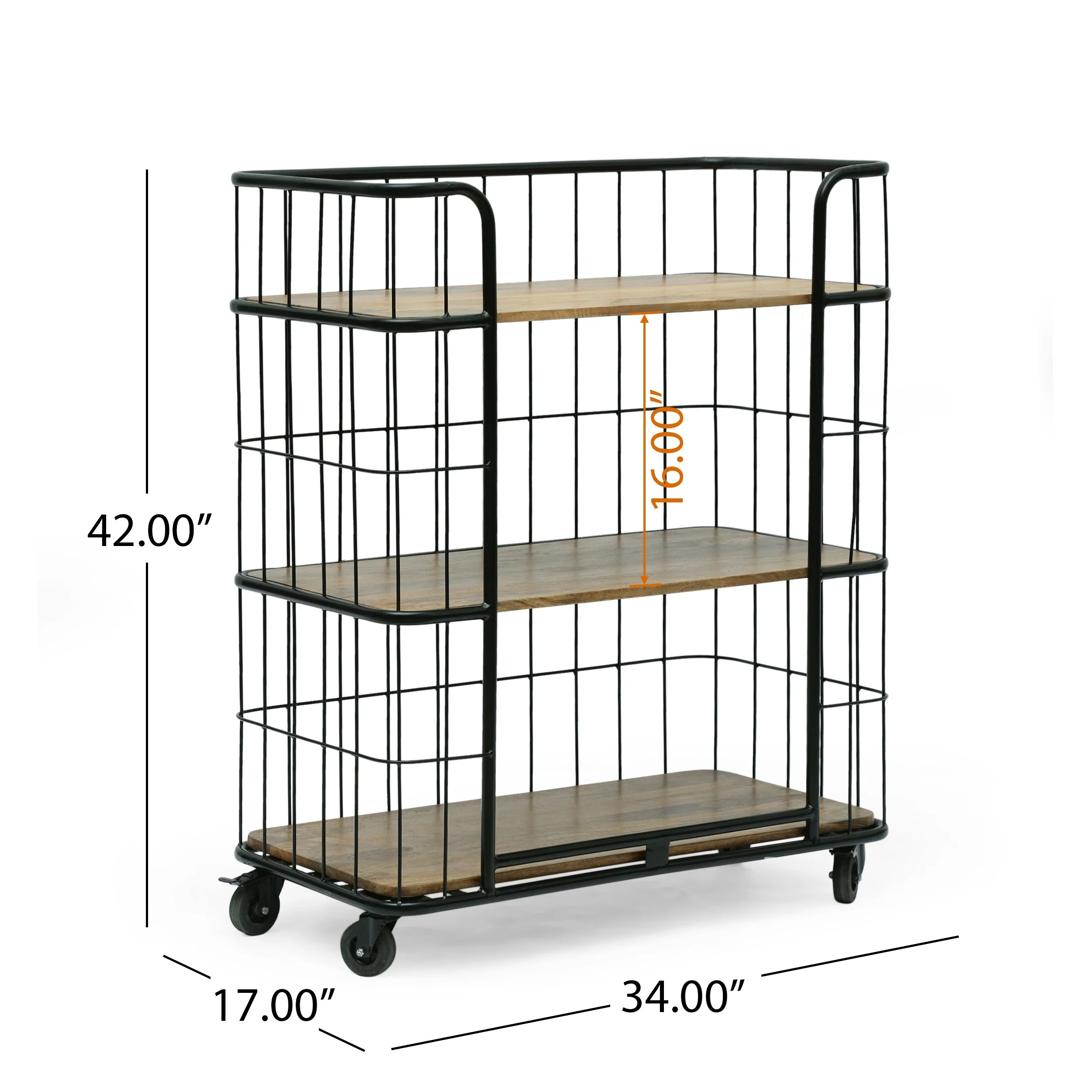 Colwill Indoor Mango Wood Handcrafted Kitchen Cart with Wheels by Christopher Knight Home