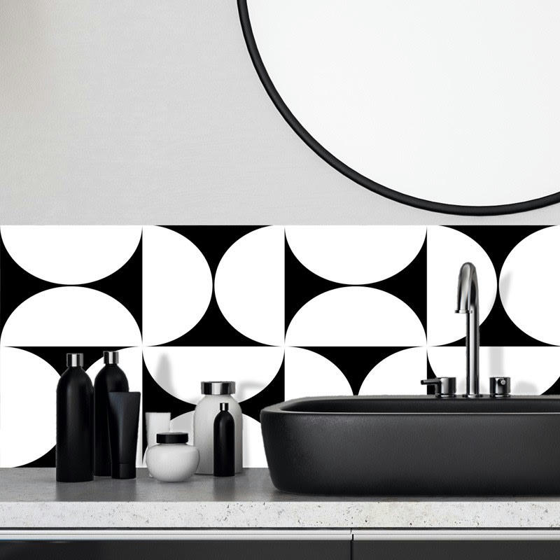 EQUILIBRE NOIR - Bandeau PVC lot de 2 : L 70cmxH 30cm Noir Graphique Vintage