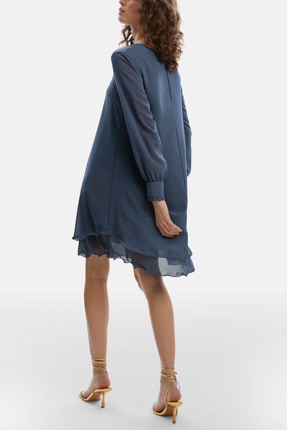 James Lakeland Long Sleeve Navy Wave Hem Dress