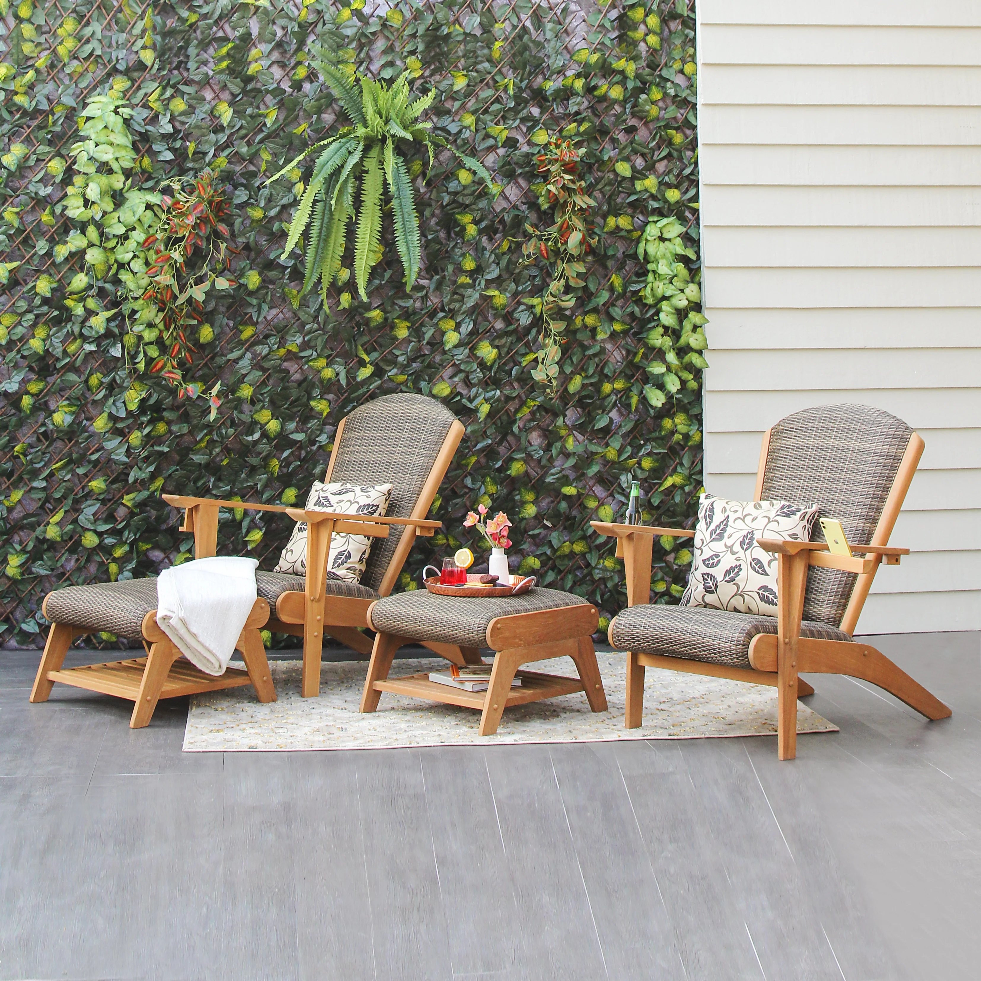 Cambridge Casual Auburn Upholstered Teak Outdoor Ottoman