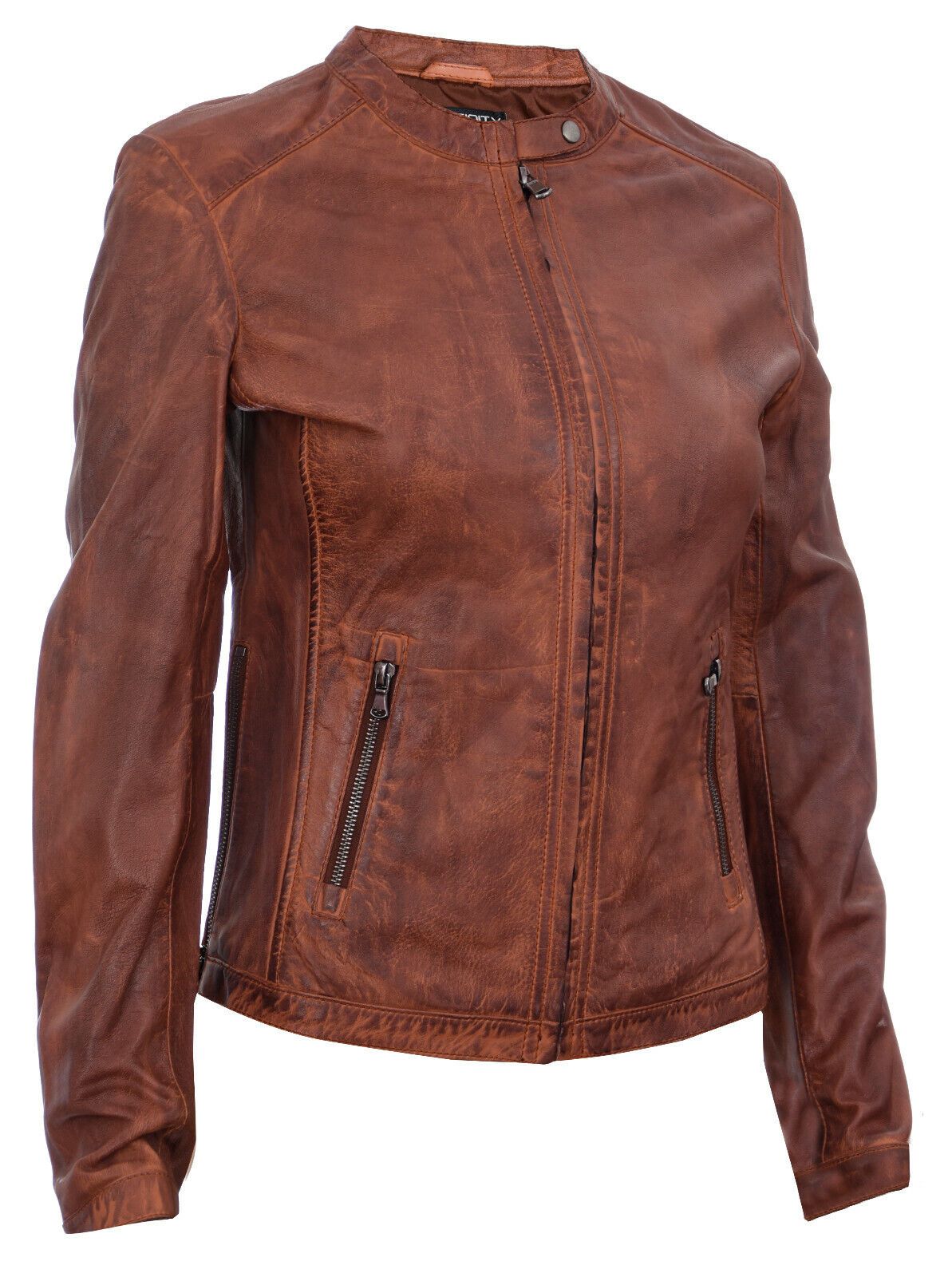 Infinity Leather Tan Leather Biker Jacket-Prague