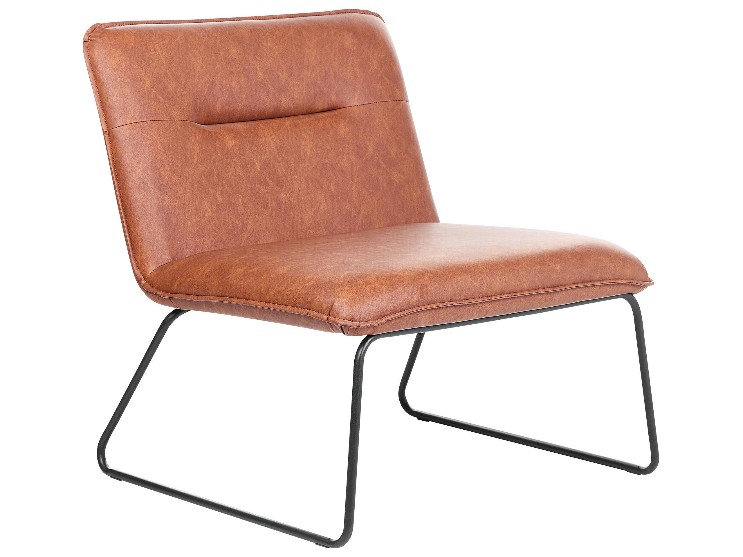 COTULLA - Fauteuil en cuir PU brun