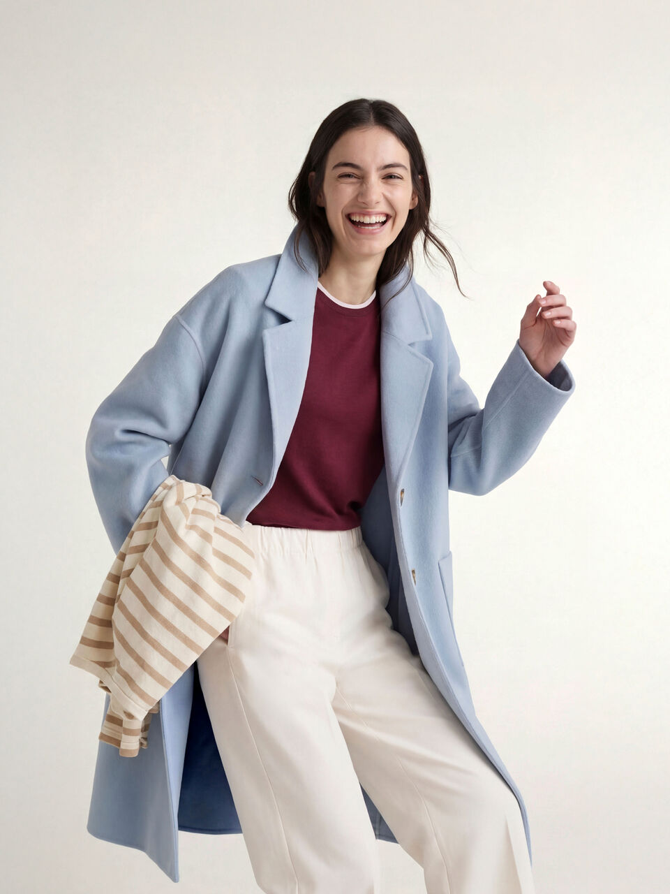 Long coat in wool blend