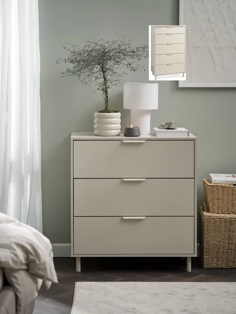 Kommode SKAVE 3 skuffer beige