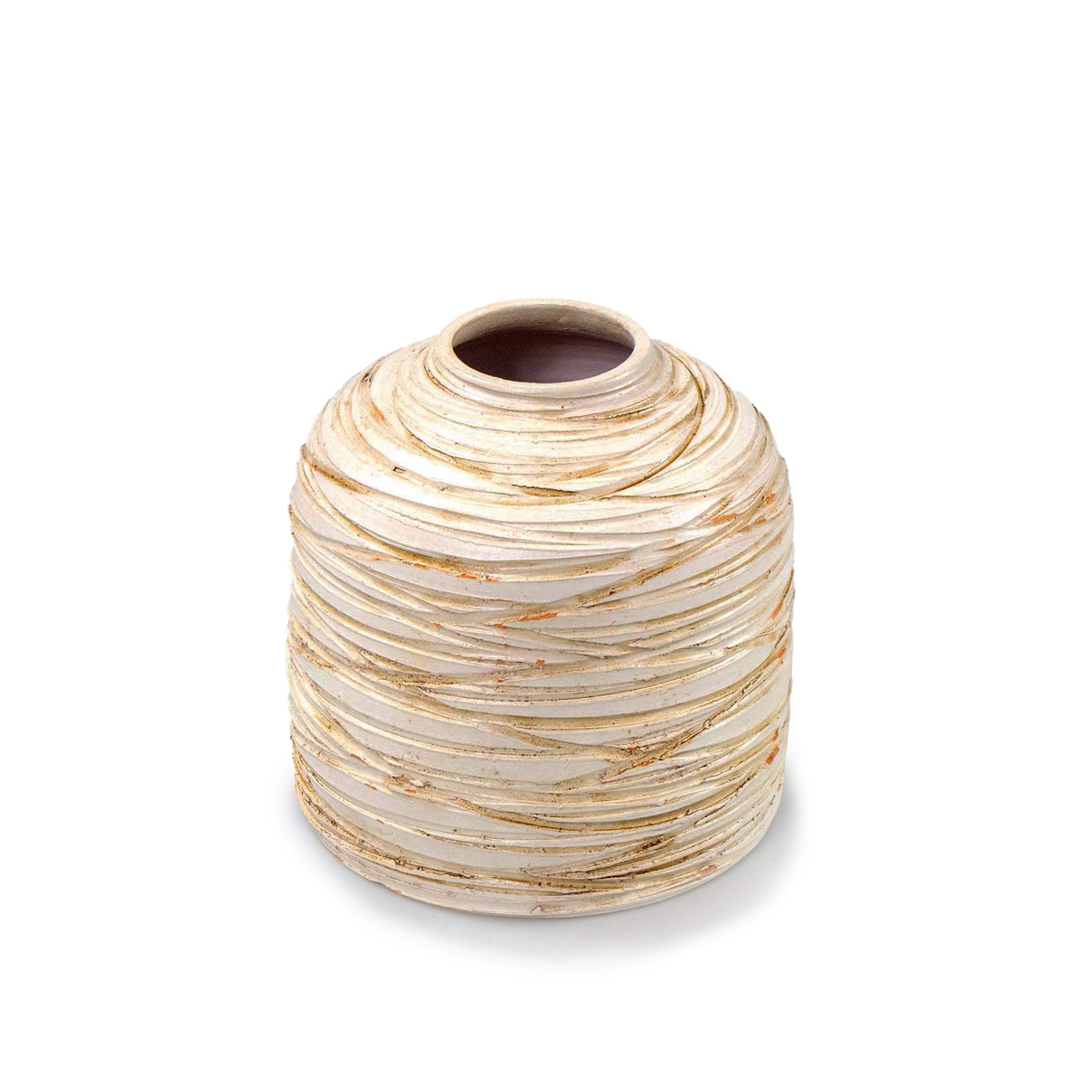 Jarra riscada bege em cerâmica 20cm