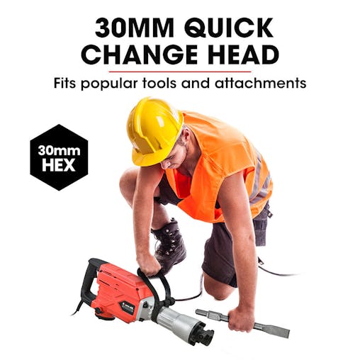 NNEMB 2300W Pro-Grade Electric Demolition Jackhammer-with 2 Bonus Chisels-Carry Case