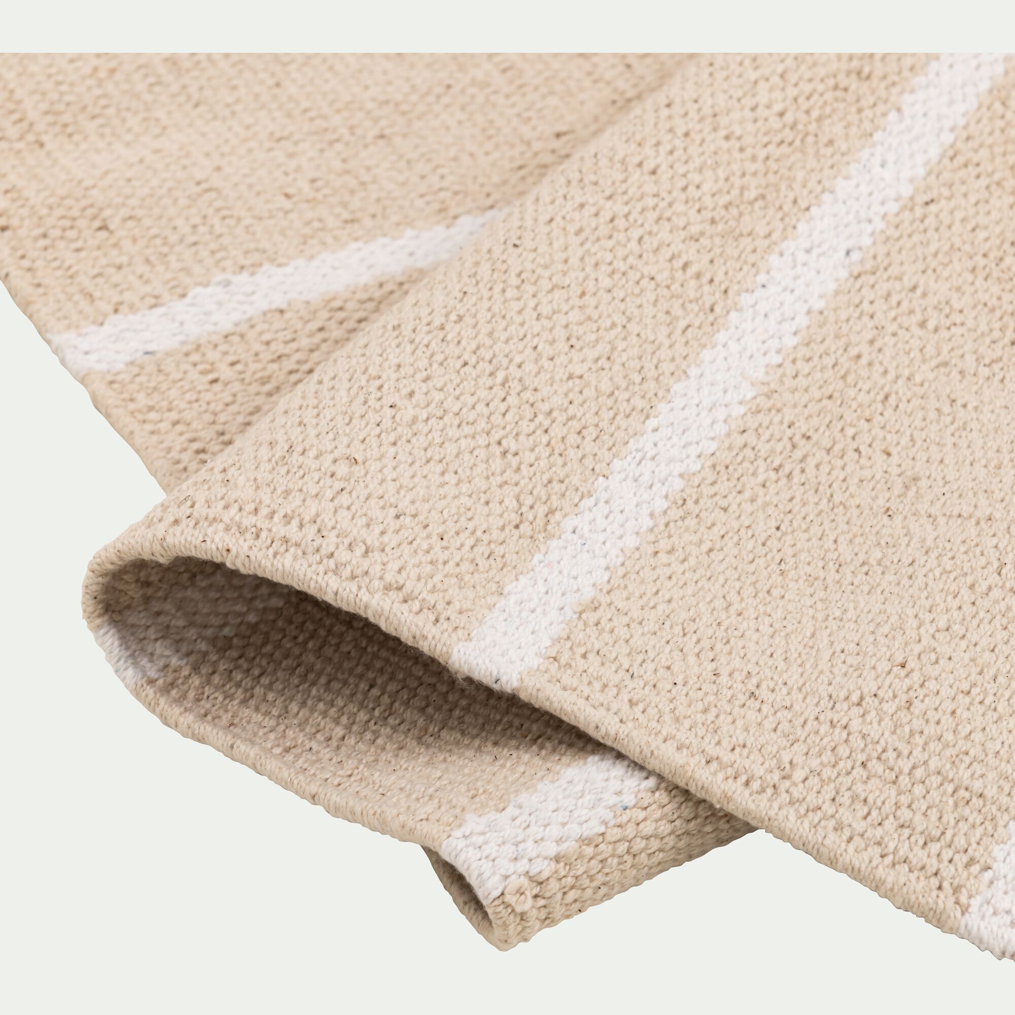 BAYA - Tapis en coton à rayure 60x120cm - beige